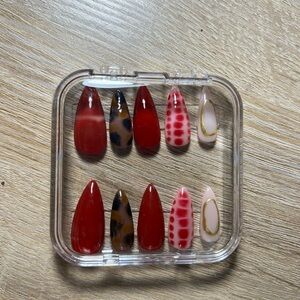 Red and Pink Press-On Nails Set